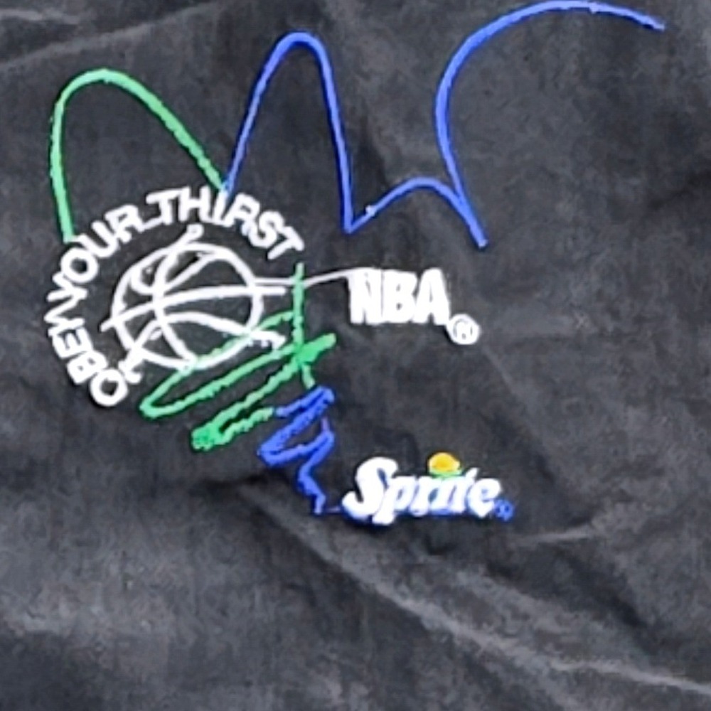 VTG 90s Starter Windbreaker Jacket Mens L Black USA NBA Sprite Obey Your Thirst - Picture 5 of 9